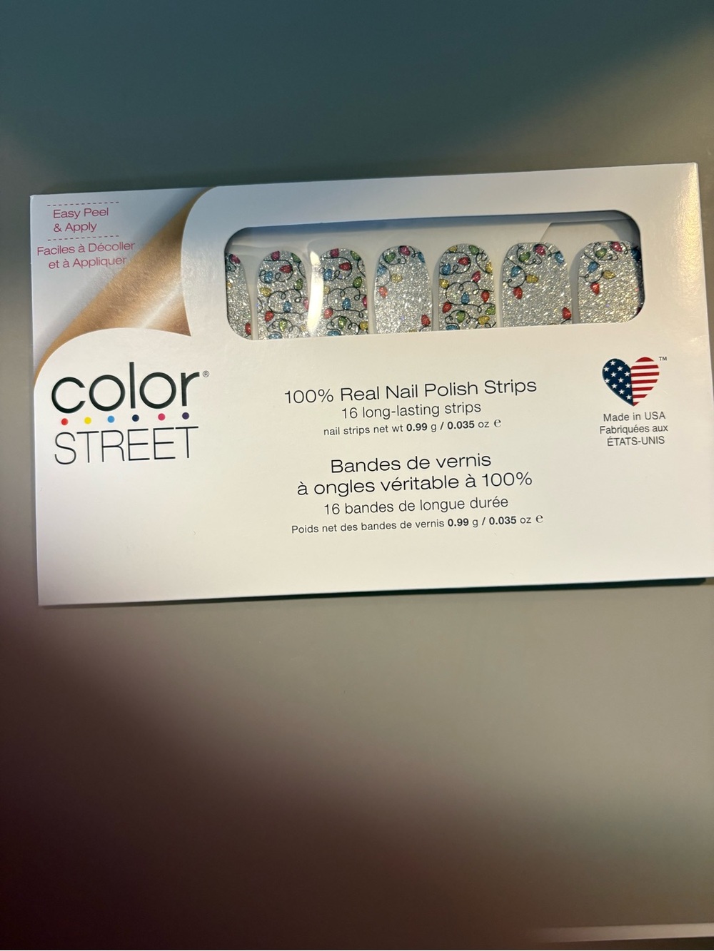 Color Street Silver Glitter Nail Polish Strips with Multicolor Gems